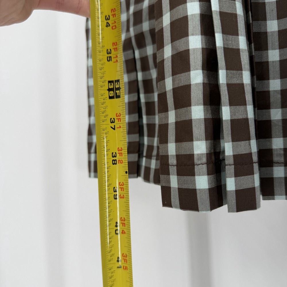 Tory Burch Sz 4‎ Plaid 100% Silk V Neck Claire McCardell Pleated Midi Dress - Picture 10 of 10